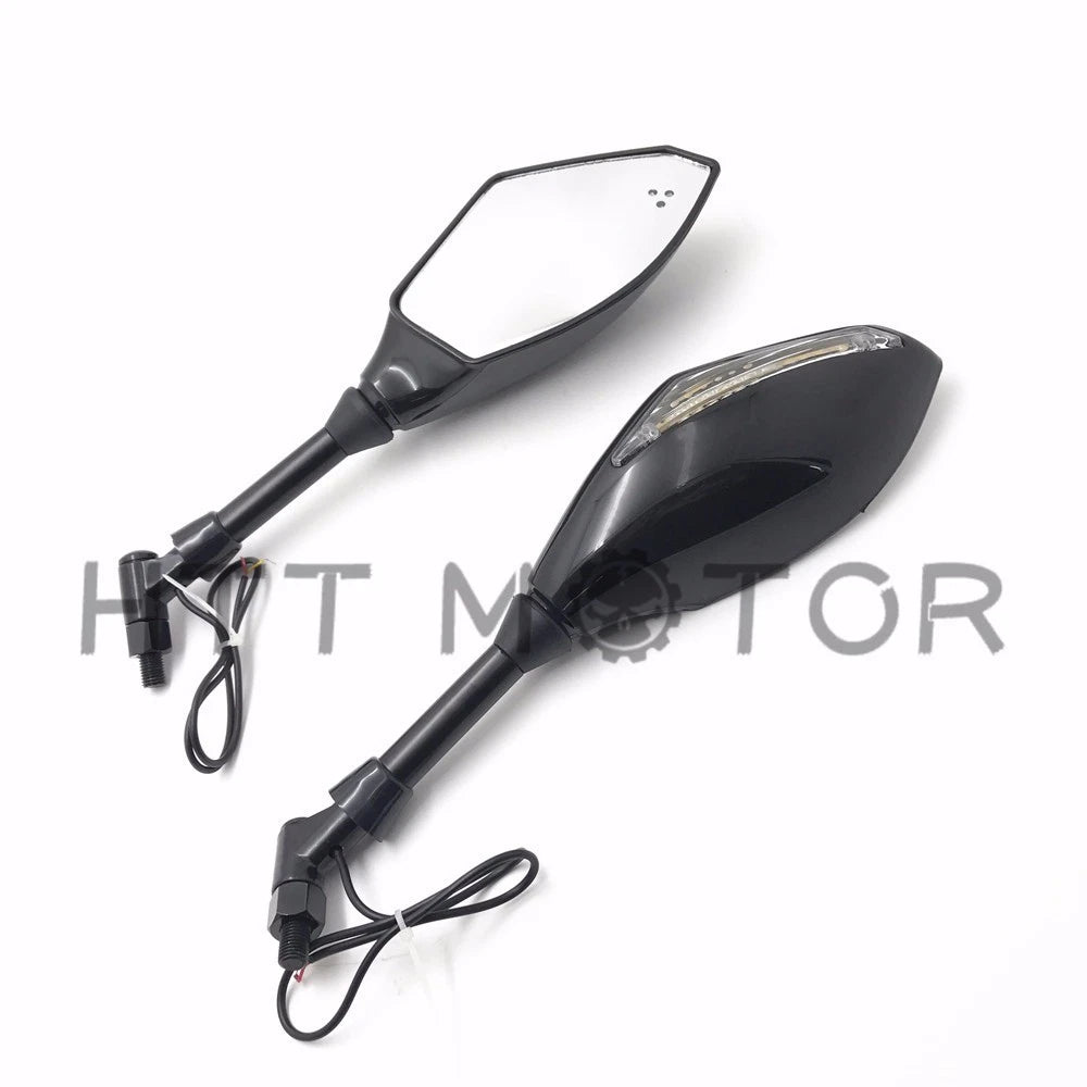 10mm LED Turn Signal Rearview Side Mirrors for Honda Suzuki Cruiser
