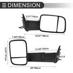 Tow Mirrors for Dodge Ram 1500 with Turn Signal Light Black 2 x (2009-2018)