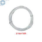 Galvanized Steel Cable 3/16 in x 50 FT 7X19 Strands 4200lbs Strength