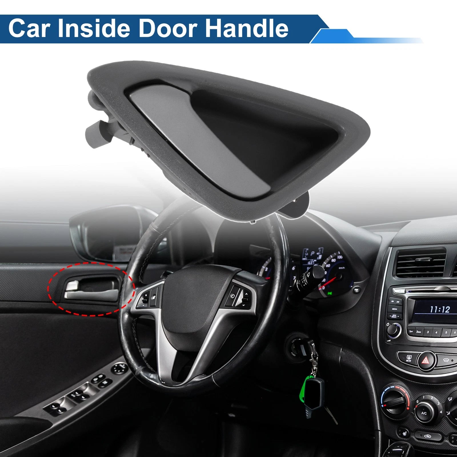 Front Passenger Side Interior Door Handle for Chevrolet Sail (2010–2014) Gray Chrome