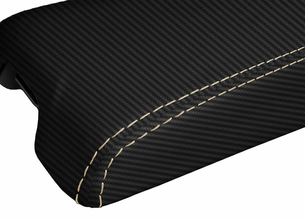 Console Lid Cover for Infiniti G35 Coupe (2002–2007) Carbon Fiber Beige Stitch