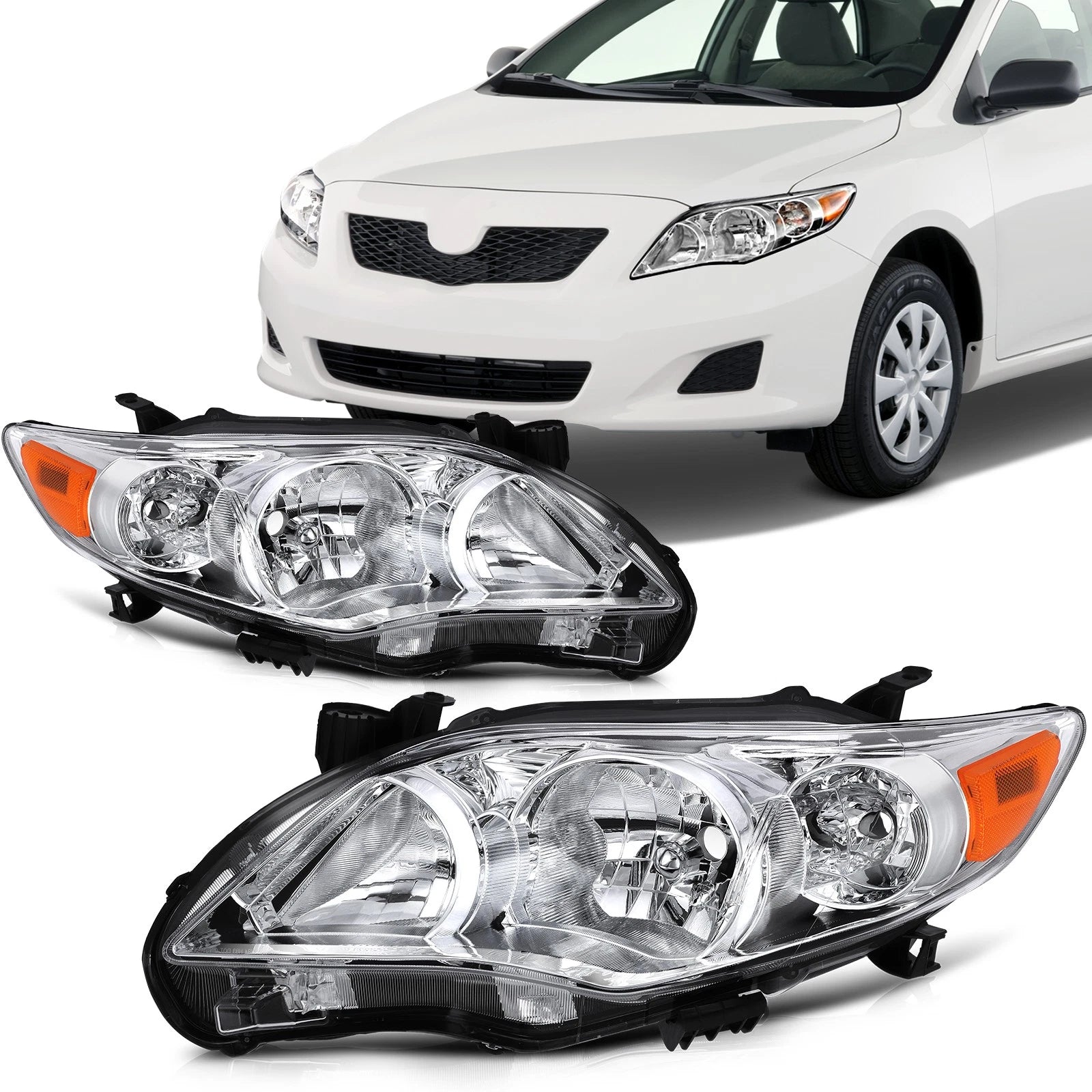 Headlamps for Toyota Corolla (2011–2013) Chrome Housing Replacement