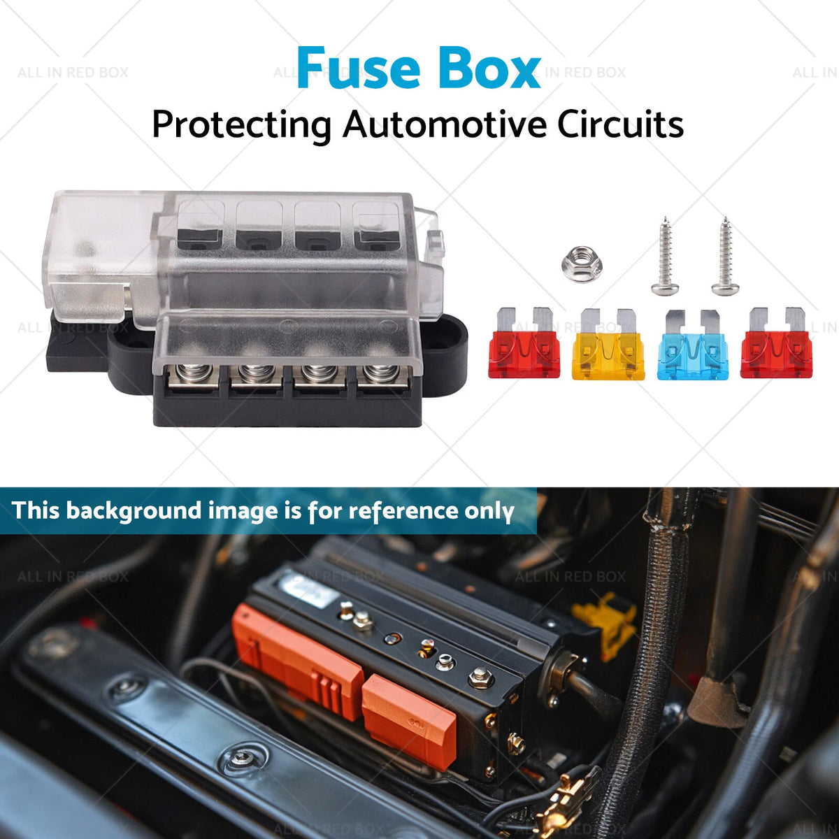 4 Gang Fuse Box Positive Block for ATO ATC Fuses (12V 24V)