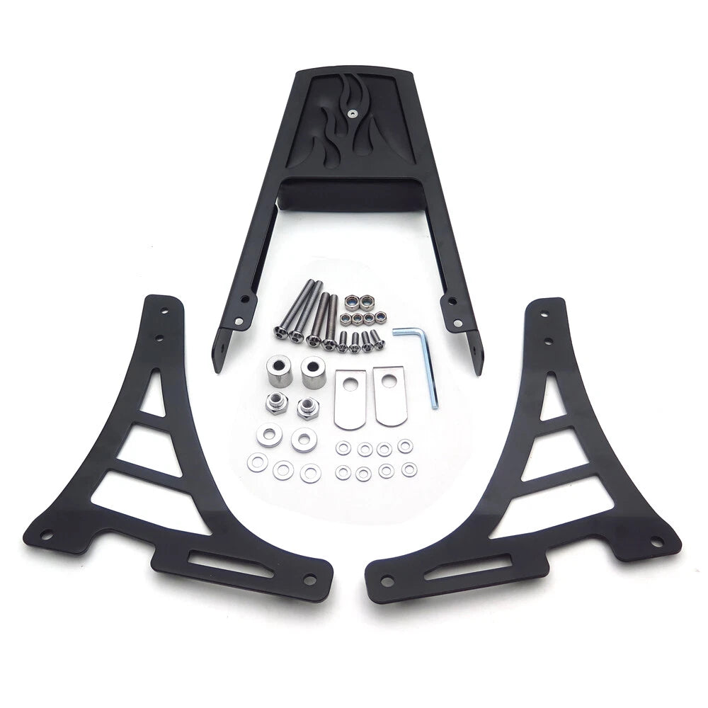 Black Flame Backrest Sissy Bar with Leather Pad for Harley Sportster (1200-883)