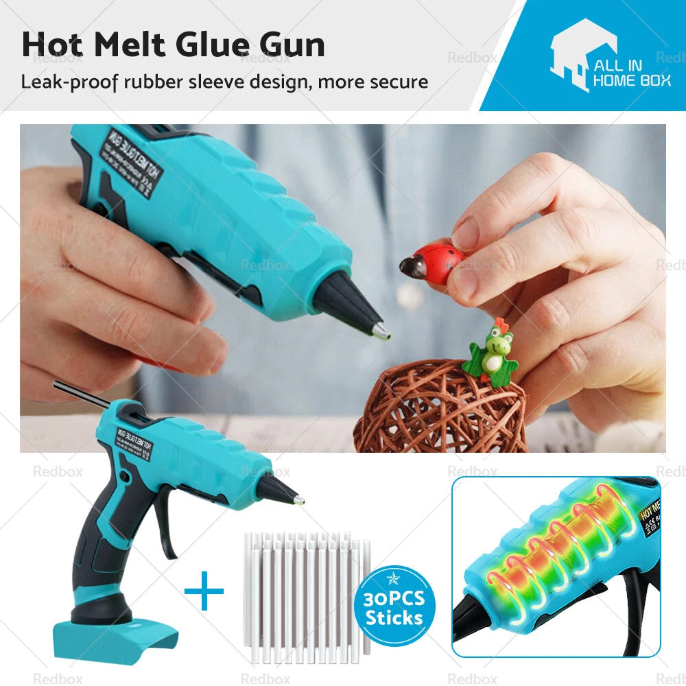Cordless Hot Glue Gun for Makita 18V Battery (50W) + 30 Glue Sticks