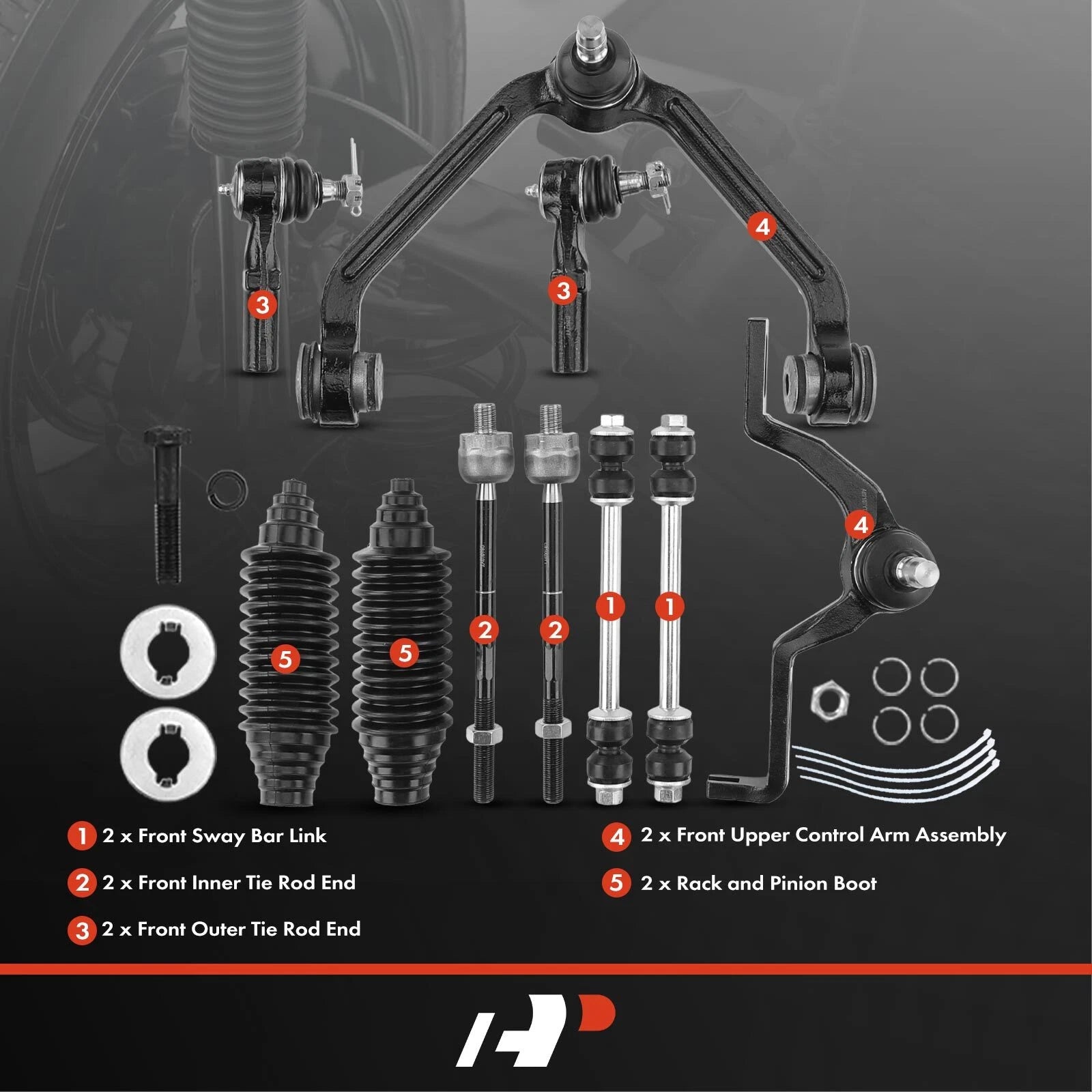 Set of 10 Front Control Arms with Ball Joints & Tie Rods for Ford (2001–2005)