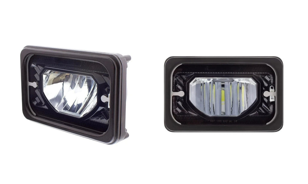 Heated LED Low Beam Headlights for ULTRALIT 4x6 Black Glass Lens Pair (—)