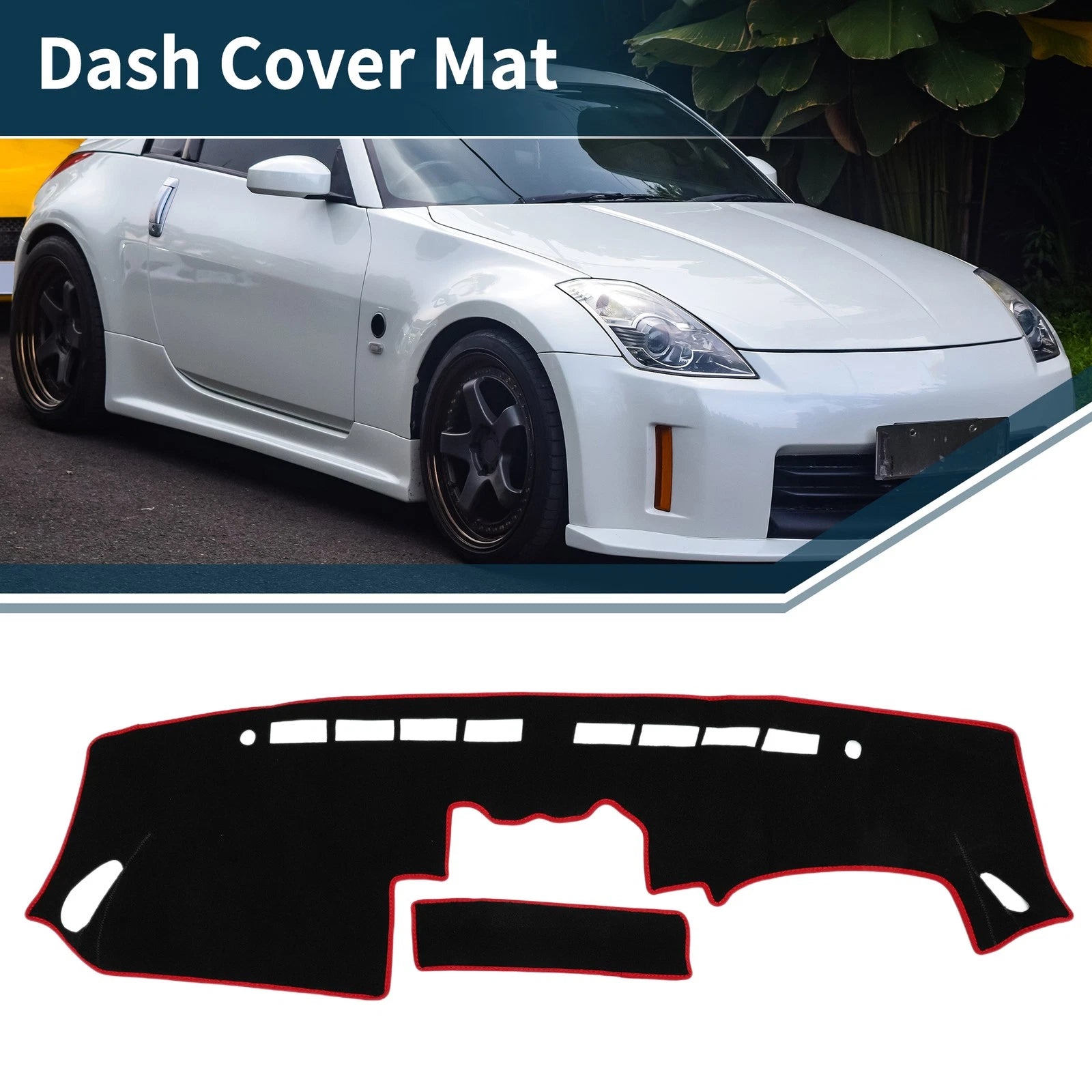 Dashboard Dash Cover Mat for Nissan Fairlady Z33 350Z (2002–2008) Black Red