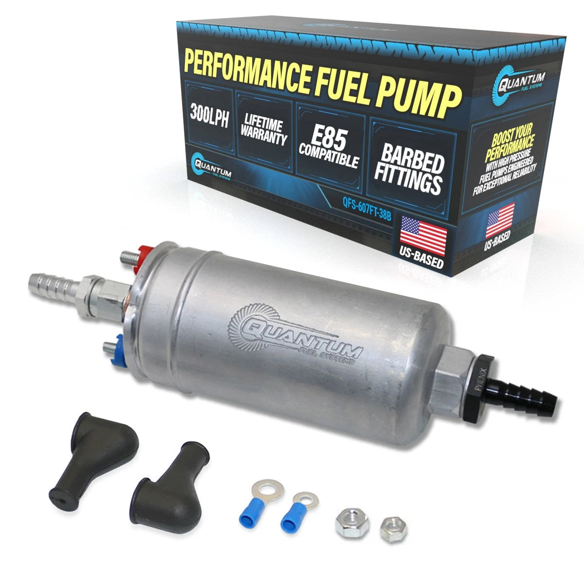 QFS 300LPH fuel pump for Camaro (1993–2002) + 3/8" barb fittings