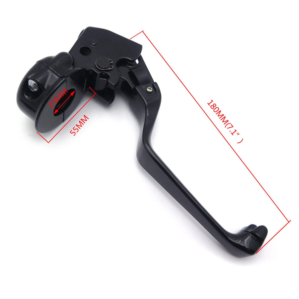 Black Skull Clutch Lever with Mount Bracket for Harley Dyna/Softail (2008–2014)