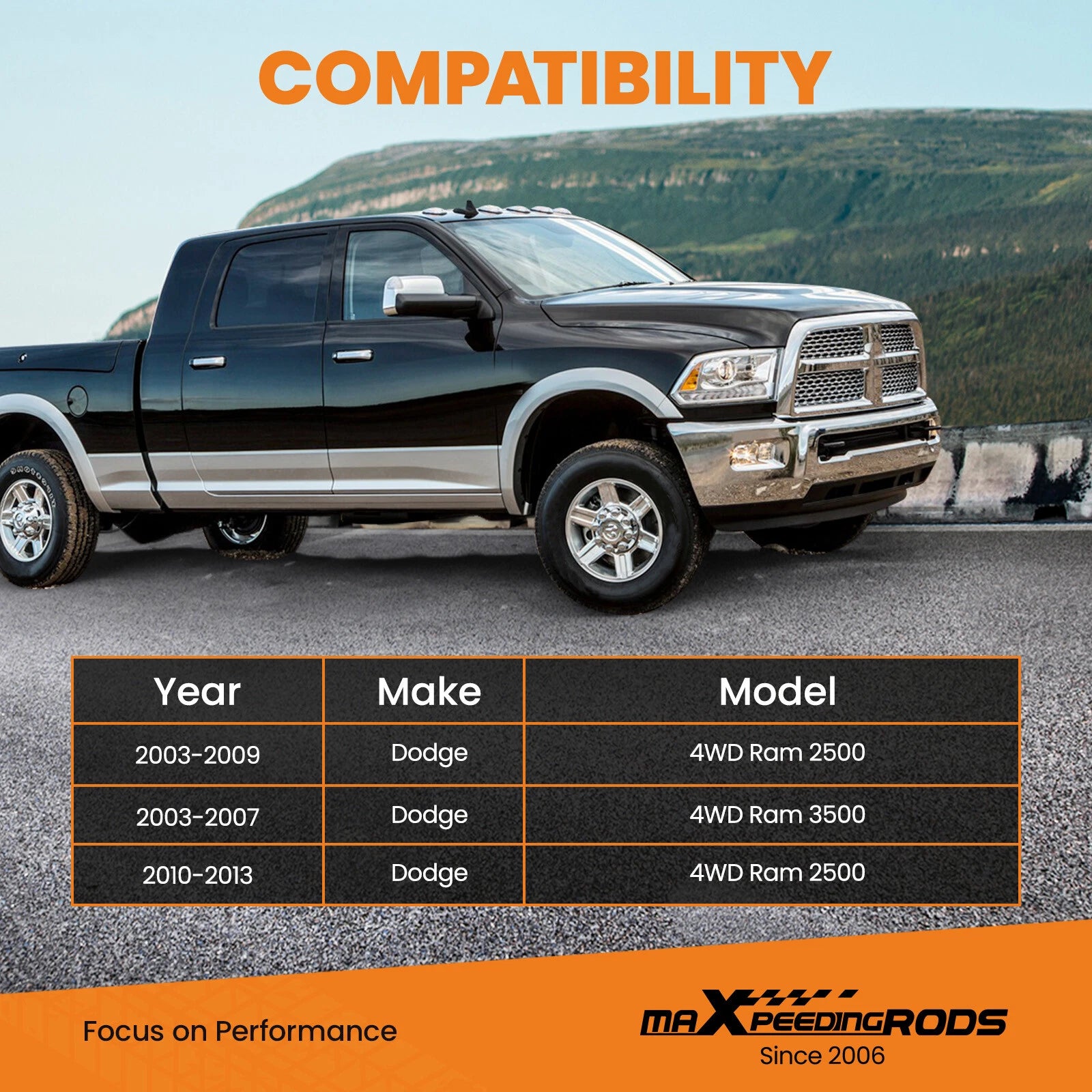 3" Lift Kit with Nitrogen Shocks for Dodge Ram 2500 3500 4WD (2003–2013)