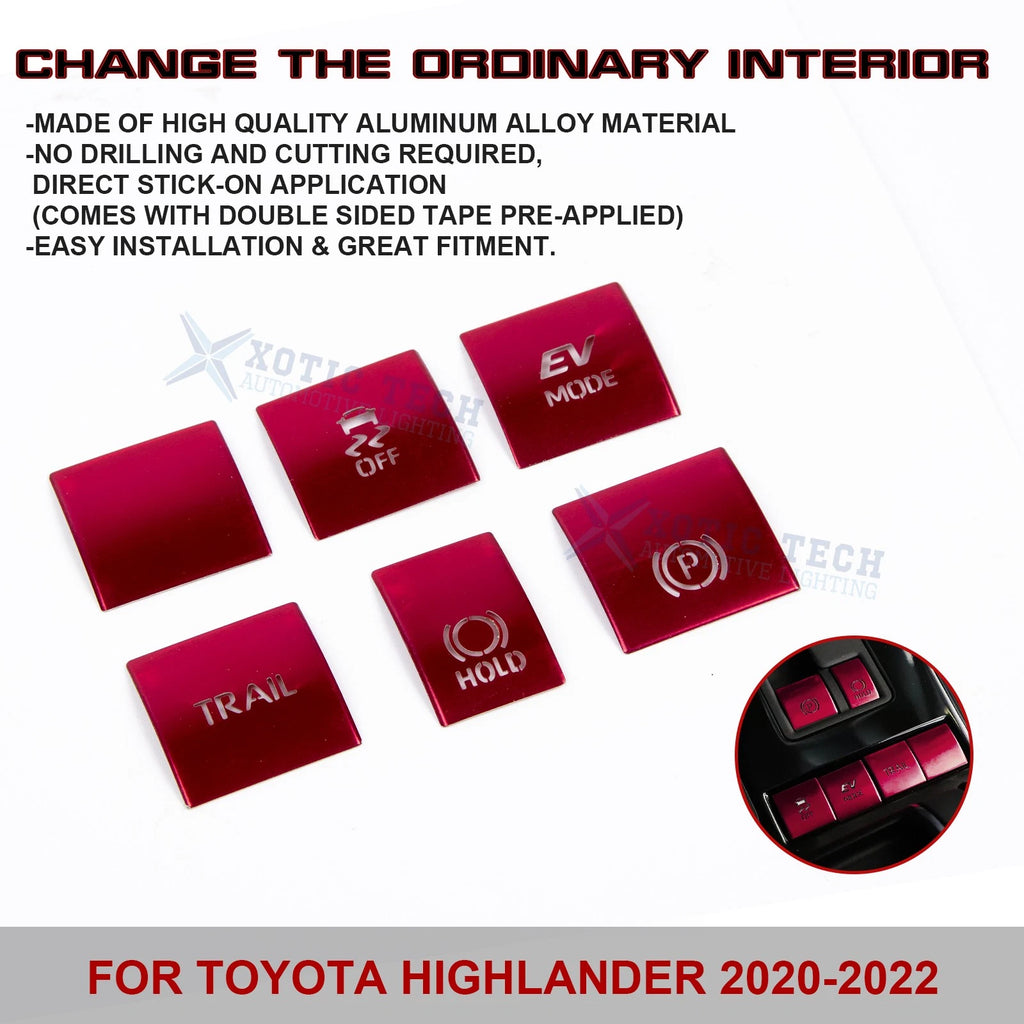 Gear Shift Panel & Handbrake Button Cover Trim for Toyota Highlander (2020-2024)