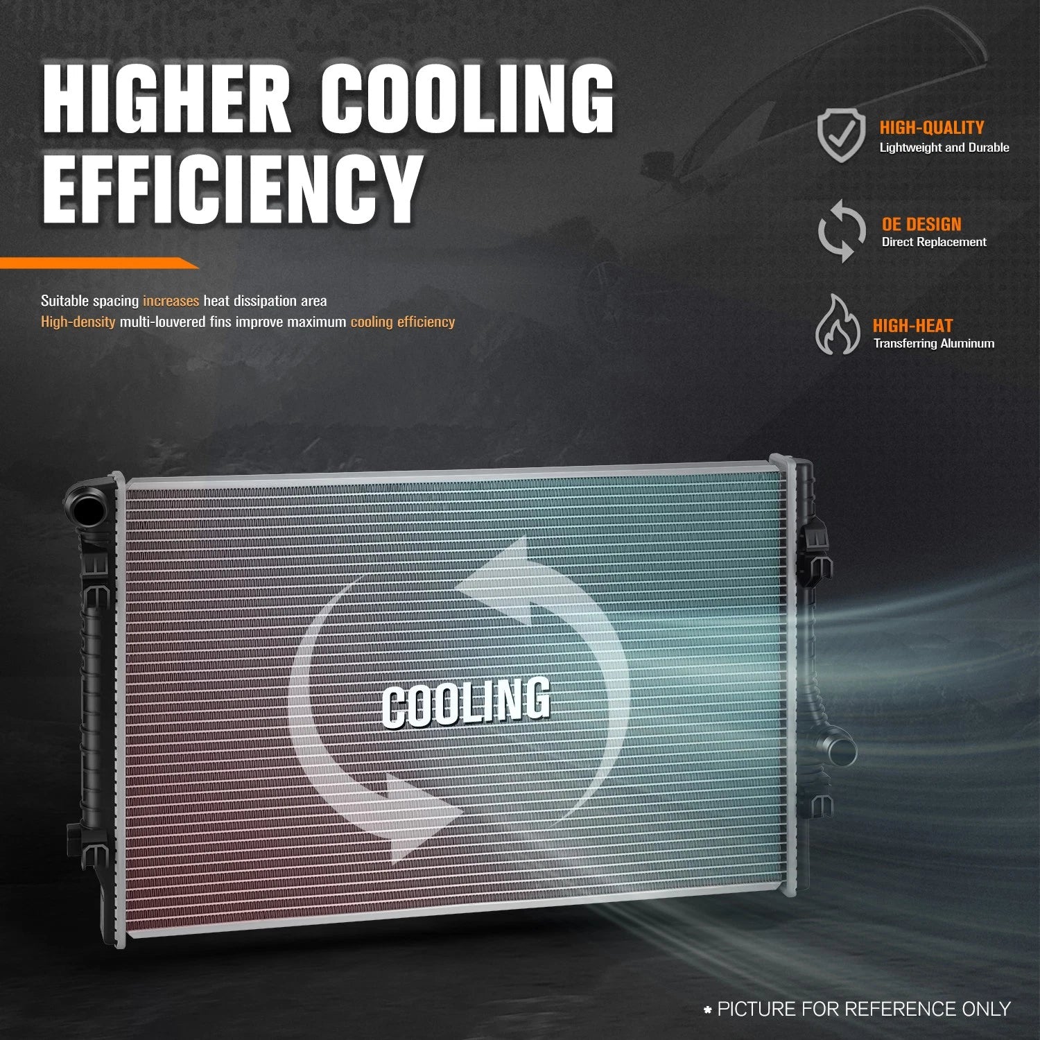 Aluminum Core Cooling Radiator DPI-13703 for VW Golf GTI Tiguan (2015–2022)