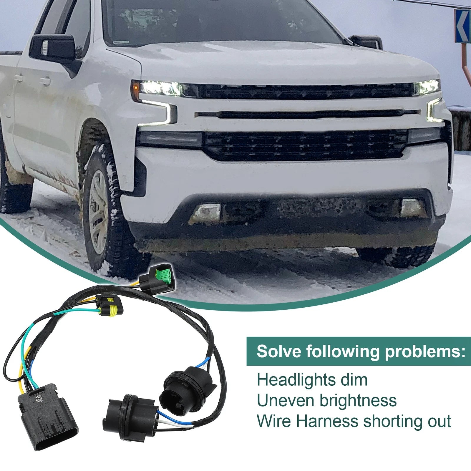 2X Headlight Wiring Harness for Chevrolet Silverado GMC 2007–2013 25962806