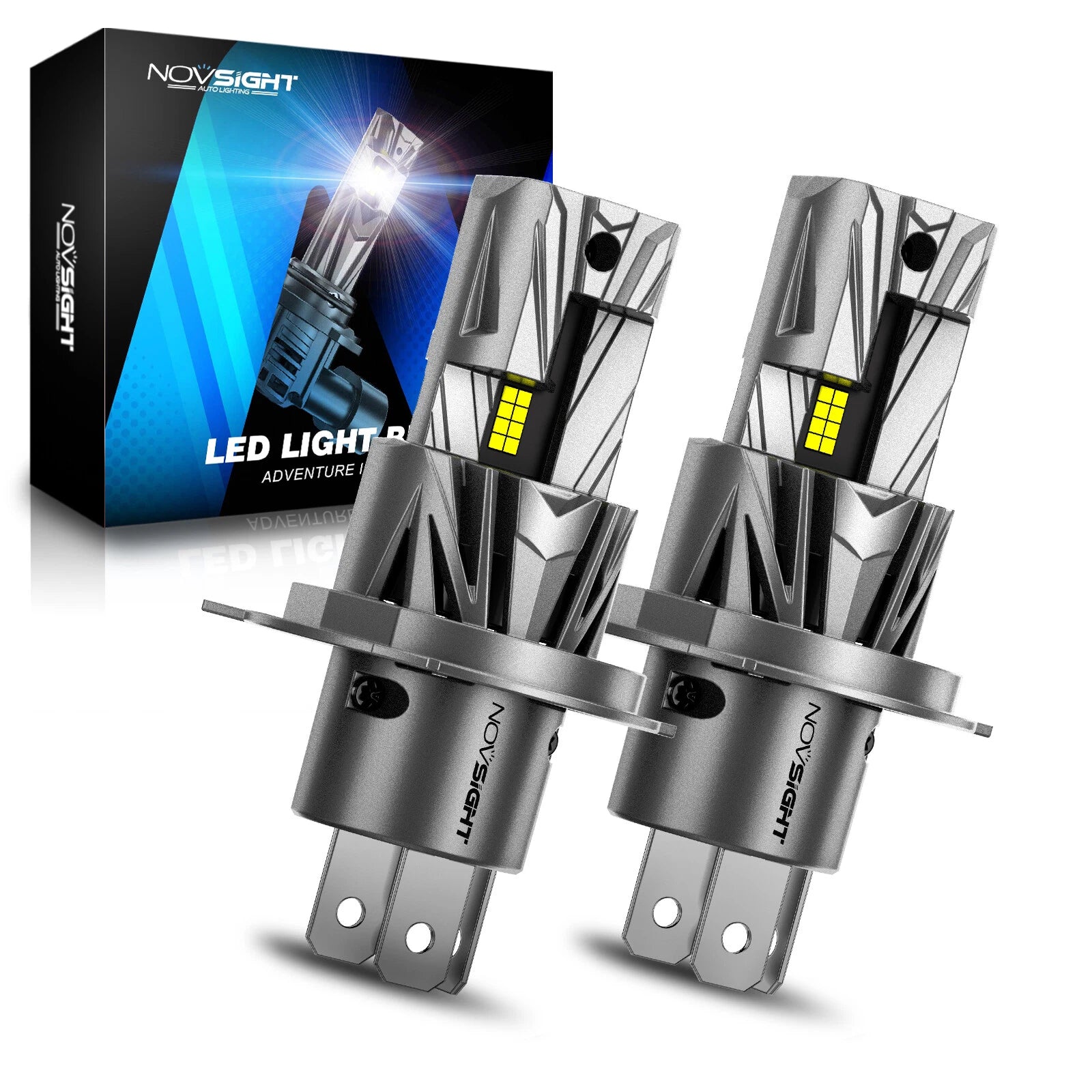 2X H4 LED Headlight Bulbs for NOVSIGHT (18000LM, 6500K, 70W)