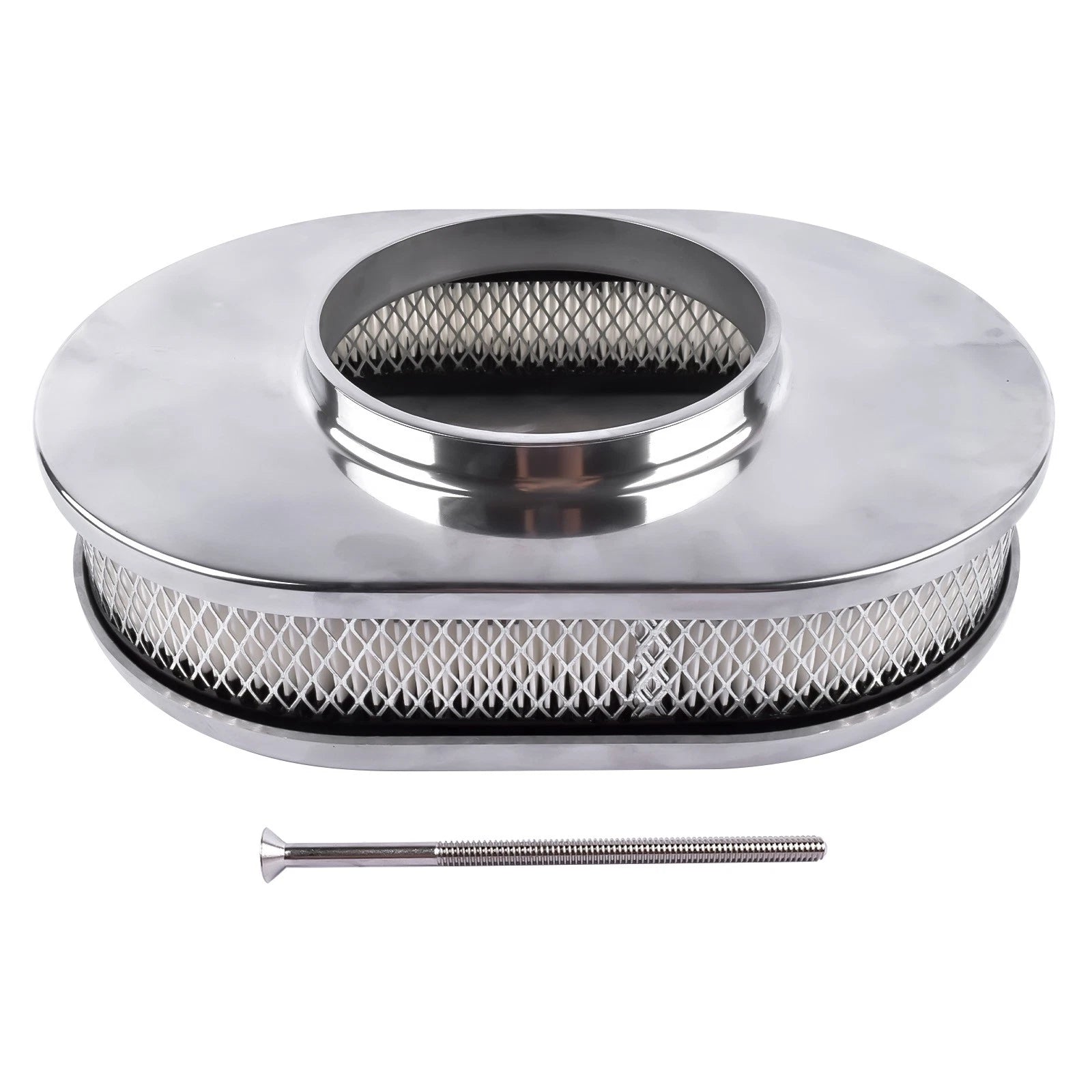 12" Oval Aluminum Full Finned Air Cleaner for Chevy Ford (YYYY–YYYY)