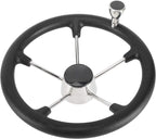 5 Spoke Steering Wheel for Boat Marine (13-1/2'', Black Foam Grip)