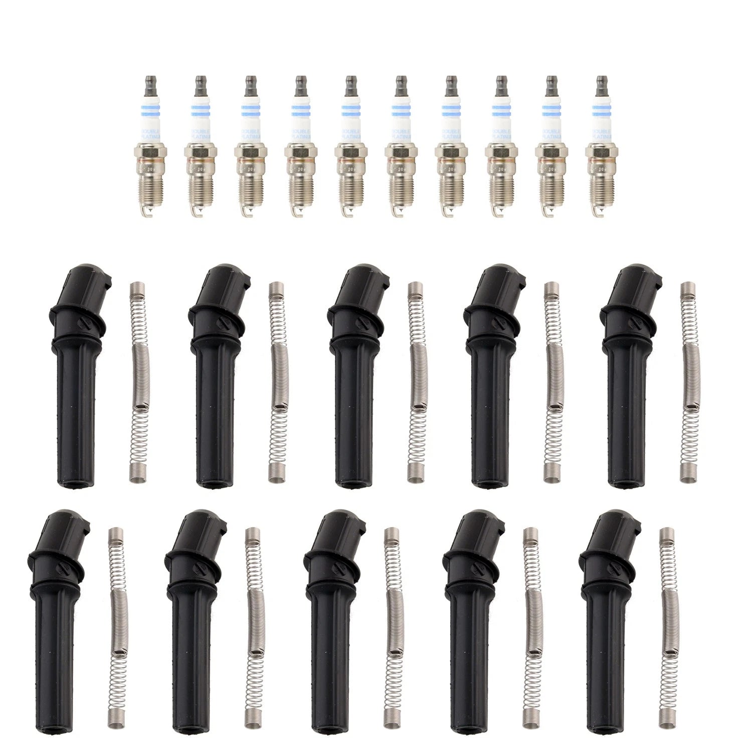 Set of 10 Bosch Double Platinum Spark Plugs & NGK Coil Boots for Excursion (2000–2005)