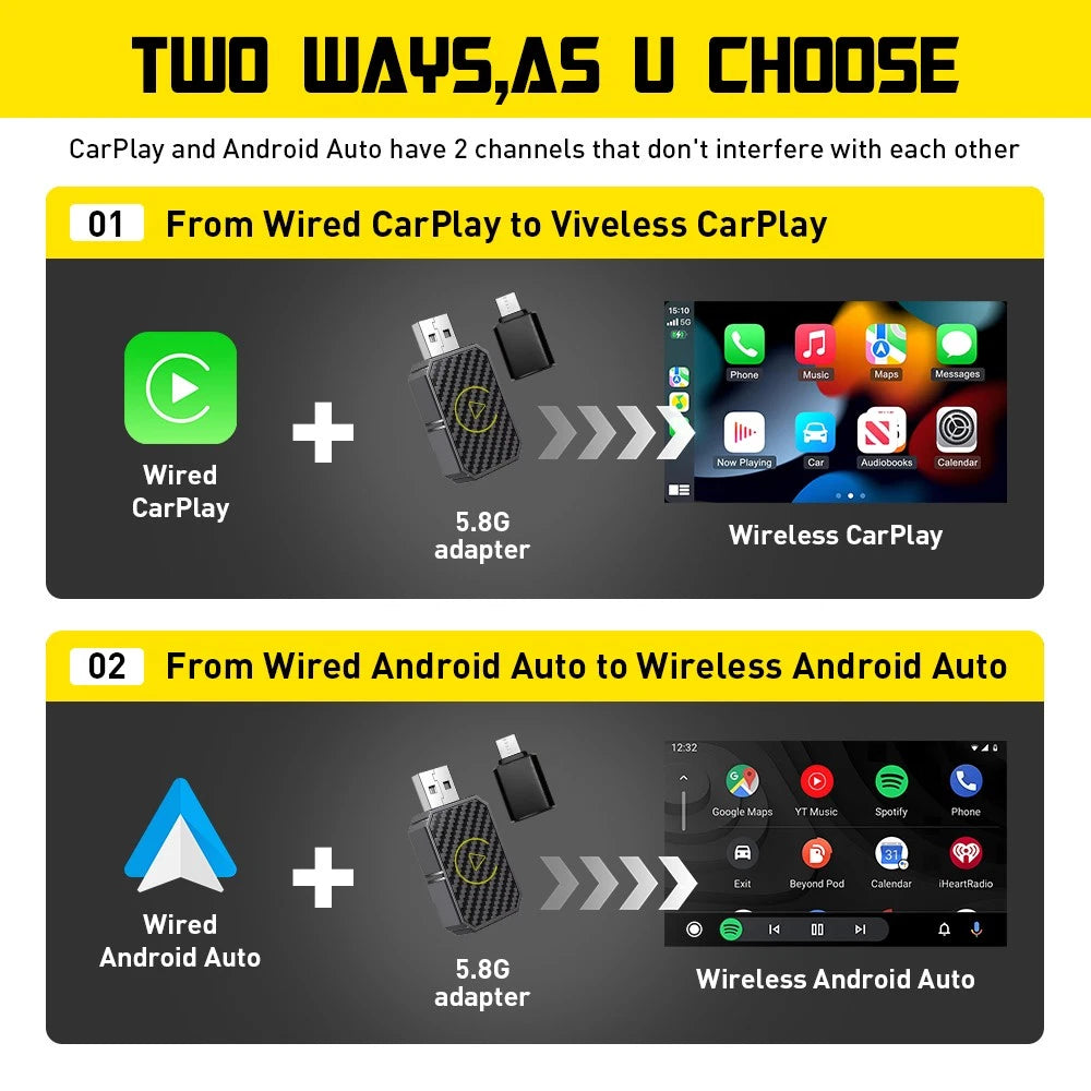 Wireless CarPlay Adapter for iPhone iOS & Android