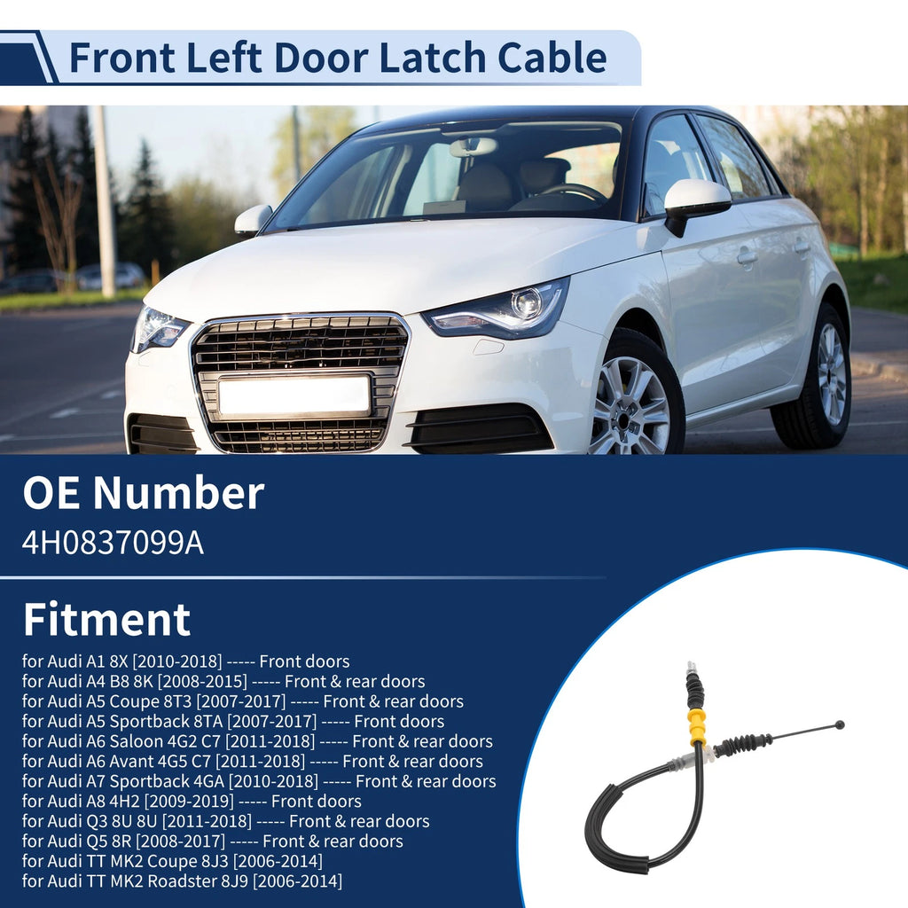 Door Latch Cable No. 4H0837099A for Audi A1 8X (2010–2018) Front Left