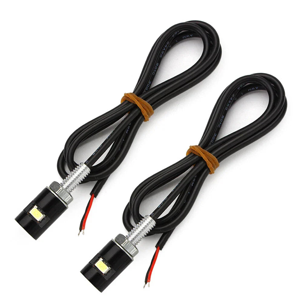 LED White Turn Signal Lights for Motorcycle Black License Plate