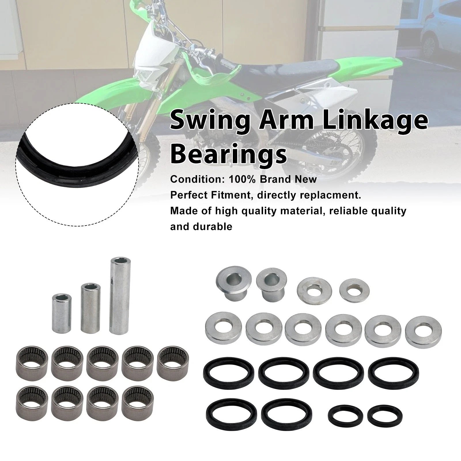 Set of 2 Swing Arm Linkage Bearings for Kawasaki KX250F KX450F (2006–2018)