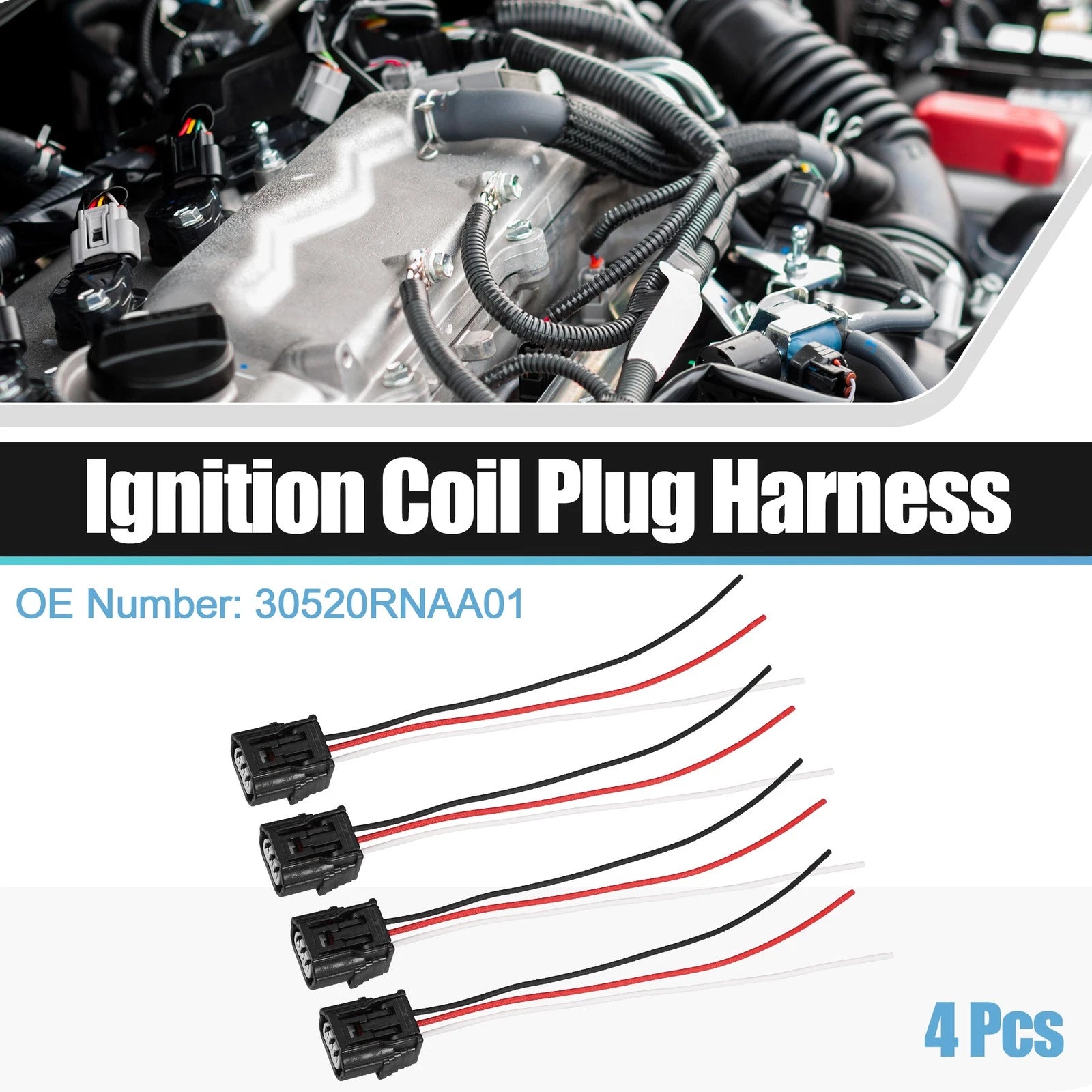 Set of 4 Ignition Coil Connectors for Honda CR-V (2015–2019) No. 30520RNAA01