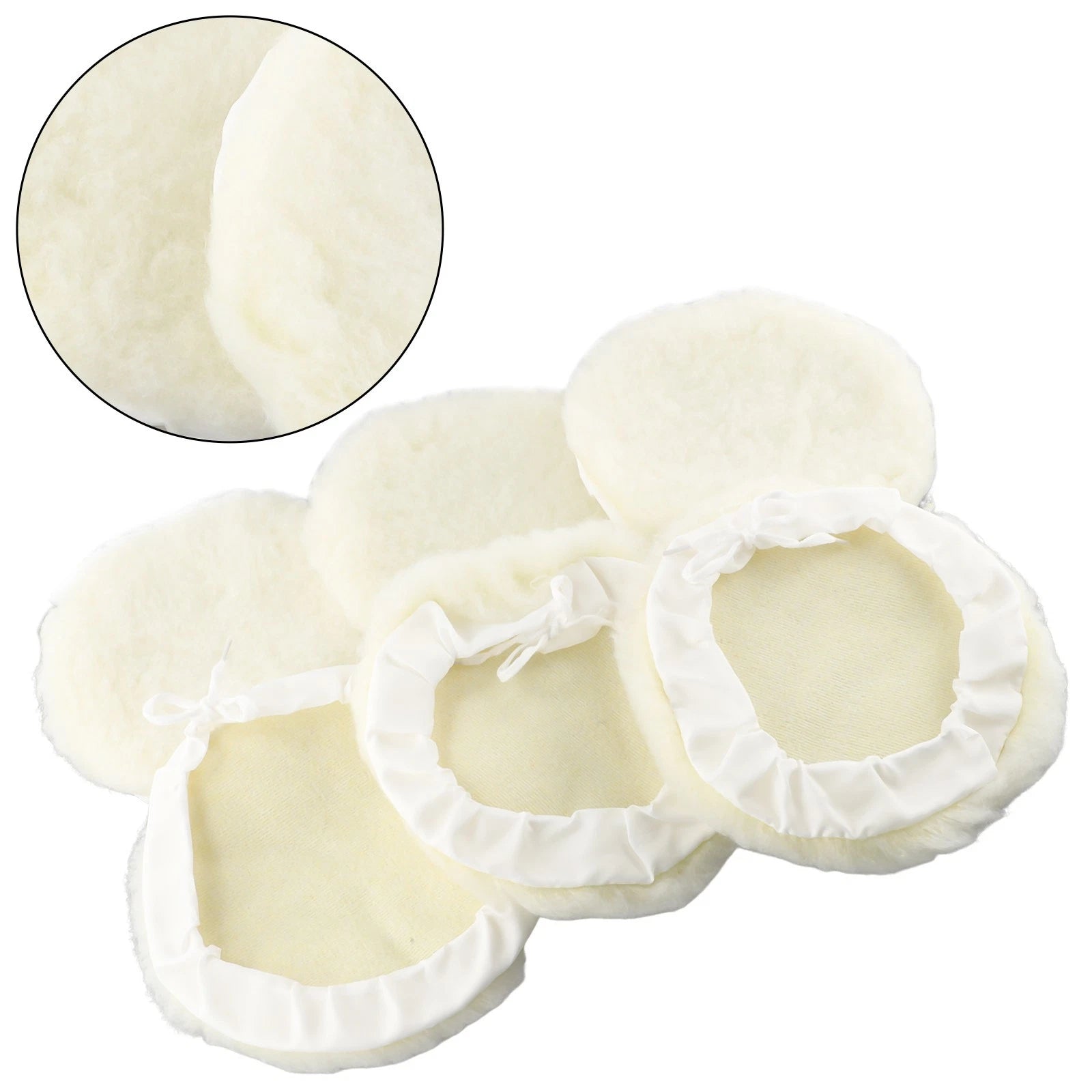 Set of 6 Lambs Wool Buffing Wheel Pads for Car Polisher (7 Inch)
