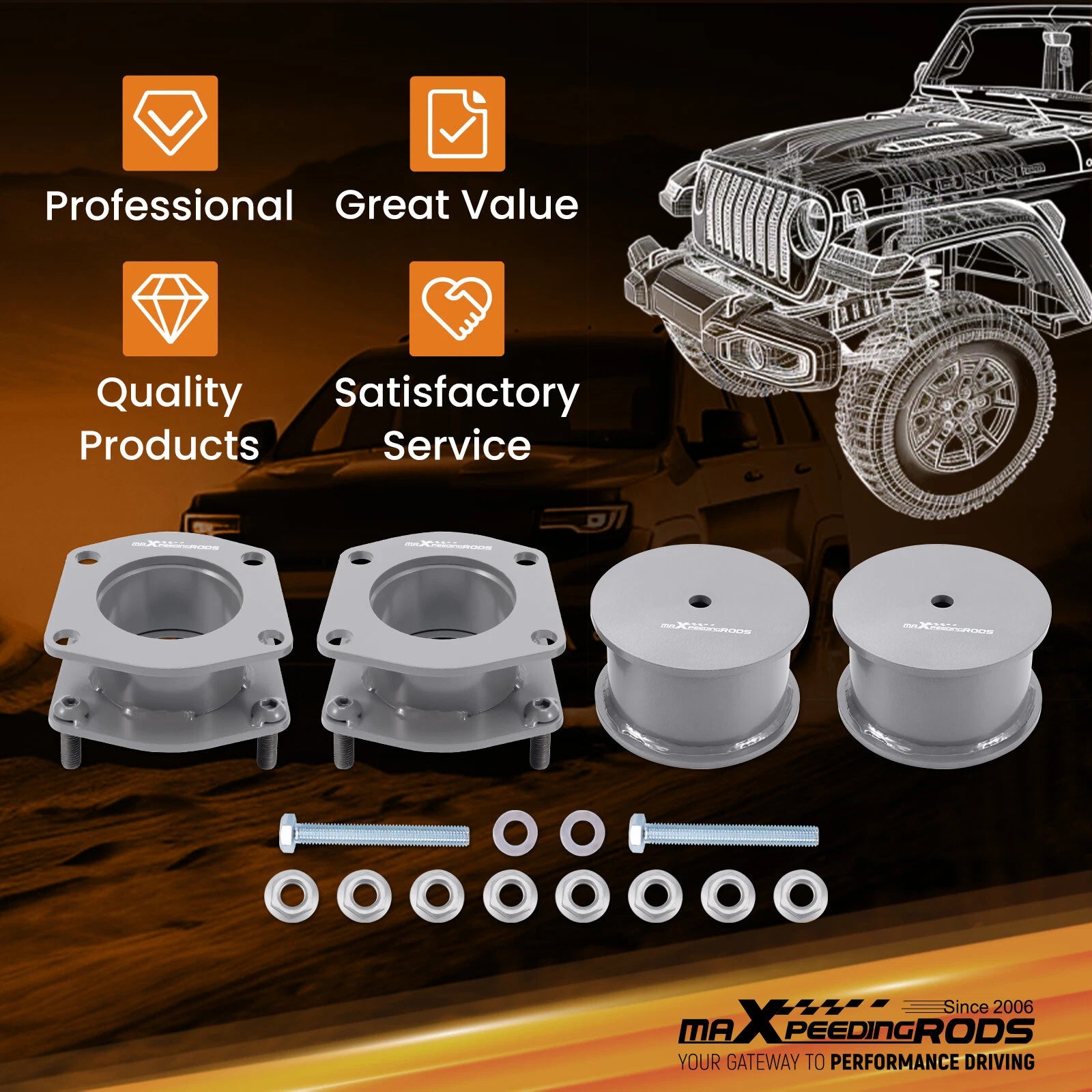 3" Leveling Lift Kit for Jeep Grand Cherokee WK (2005–2010) 2WD 4WD
