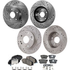 Disc Brake & Pad Kit for Honda Accord (2003–2007) Front Rear Cross-drilled Slotted