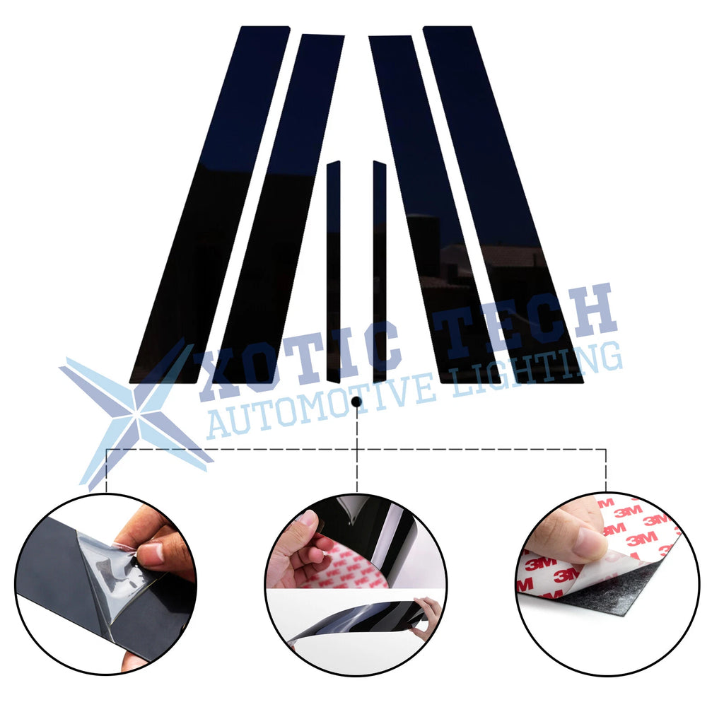 Black Pre-Cut Window Pillar Posts Molding Trim Cover for Honda Accord (2003-2007)