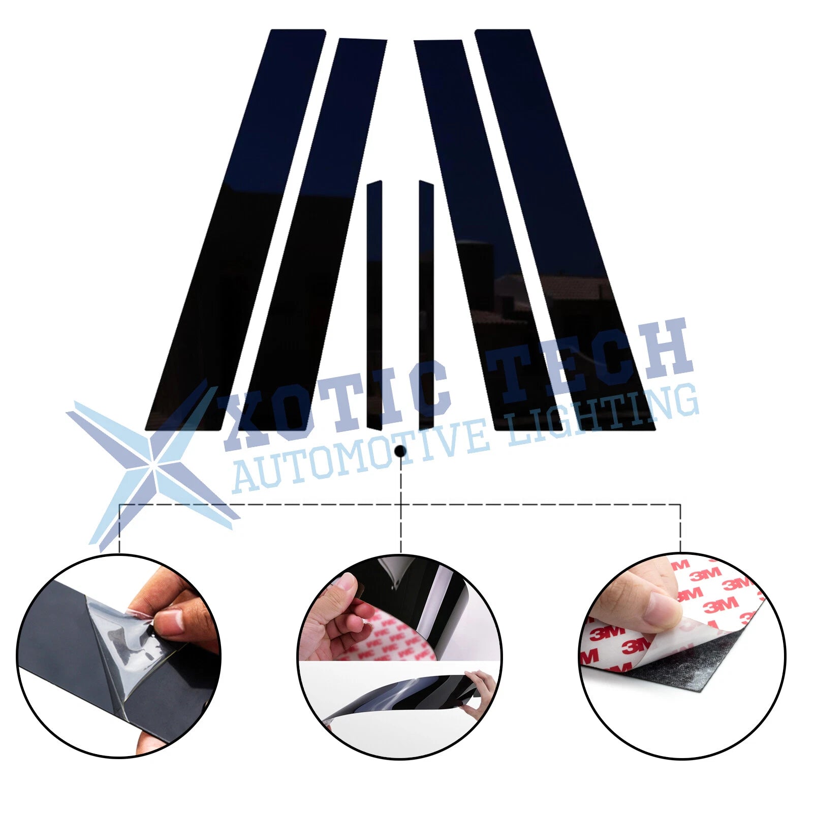 Black Pre-Cut Window Pillar Posts Molding Trim Cover for Honda Accord (2003-2007)