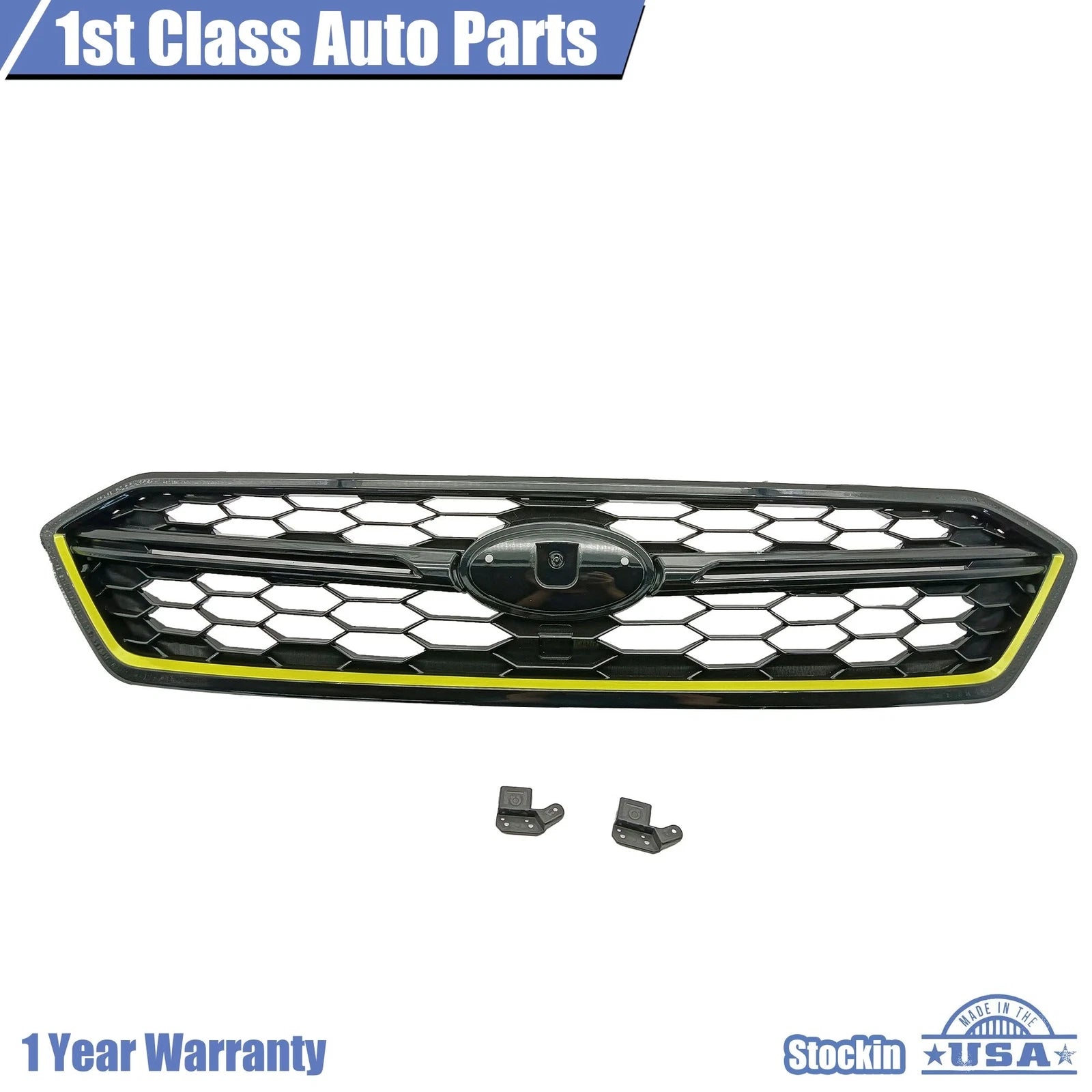 Front Upper Grille for Subaru WRX (2018–2021) with Fluorescent Yellow Trim