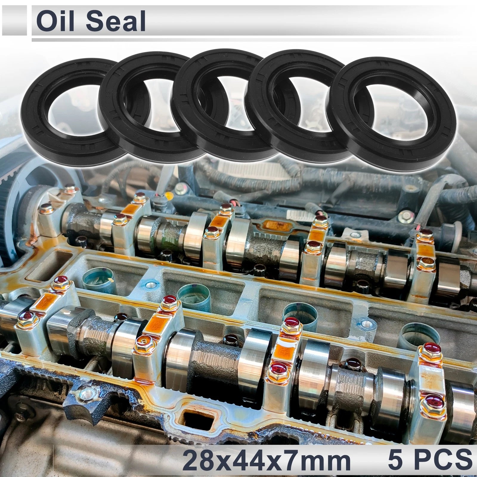 Set of 5 Oil Seal Rotary Shaft Seal TC Ring Nitrile Rubber 28x44x7mm