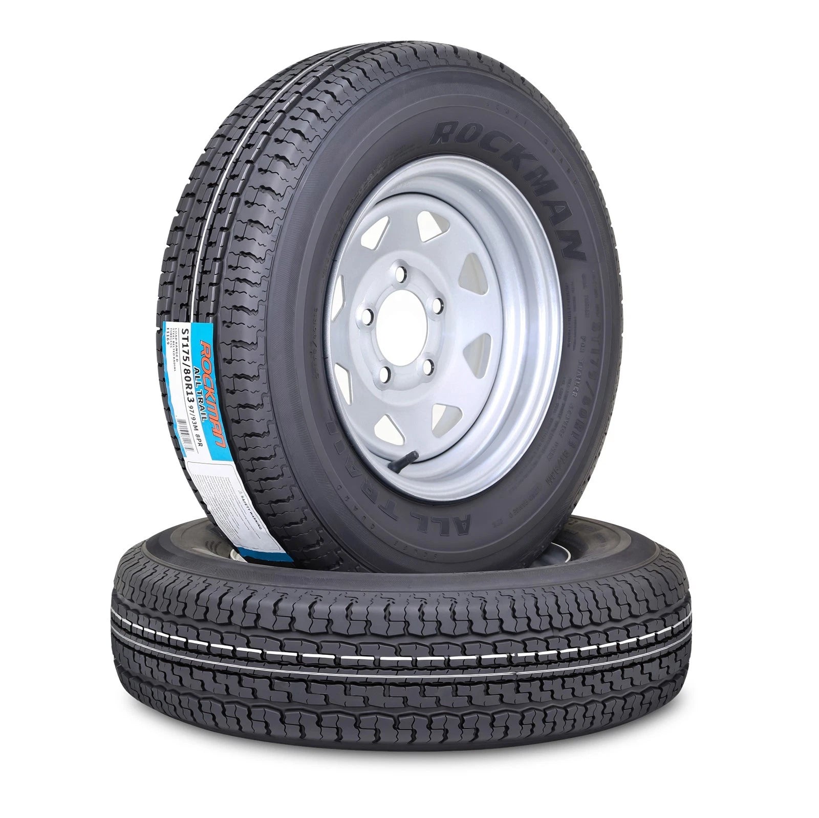 Set of 2 Trailer Tire ST175/80R13 8PR D 97M with 5x4.5 PCD Silver Rim