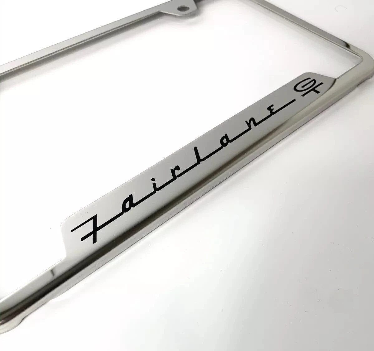 Chrome License Plate Frame Laser Engraved Script for Ford Fairlane GT (1965–1965)