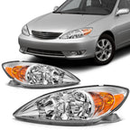 Headlight Assembly Pair for Toyota Camry (2002–2004) Chrome Housing