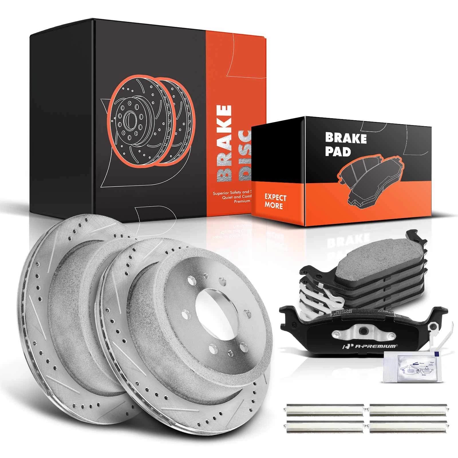Set of 2 Rear Drilled Rotors & Brake Pads for Ford F-150 (2004–2011)