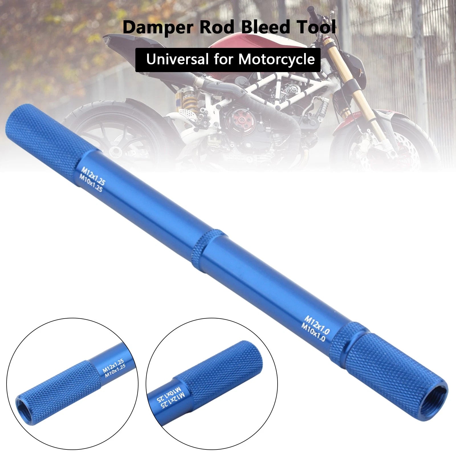 Universal Motorcycle Fork Bleed Tool for Suspension Repair - Blue