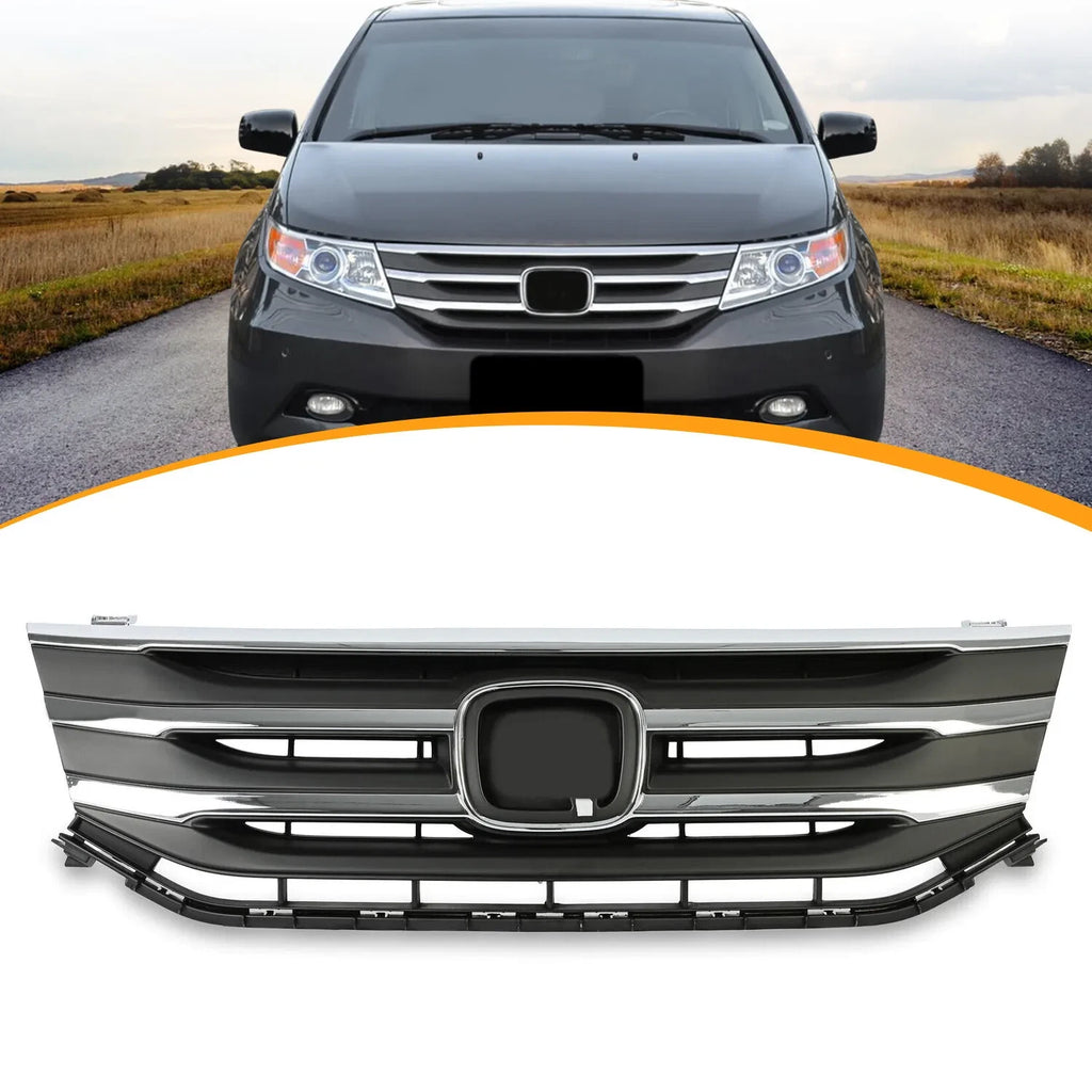 Front Grill Grille w/Chrome Trim for Honda Odyssey (2011–2013)