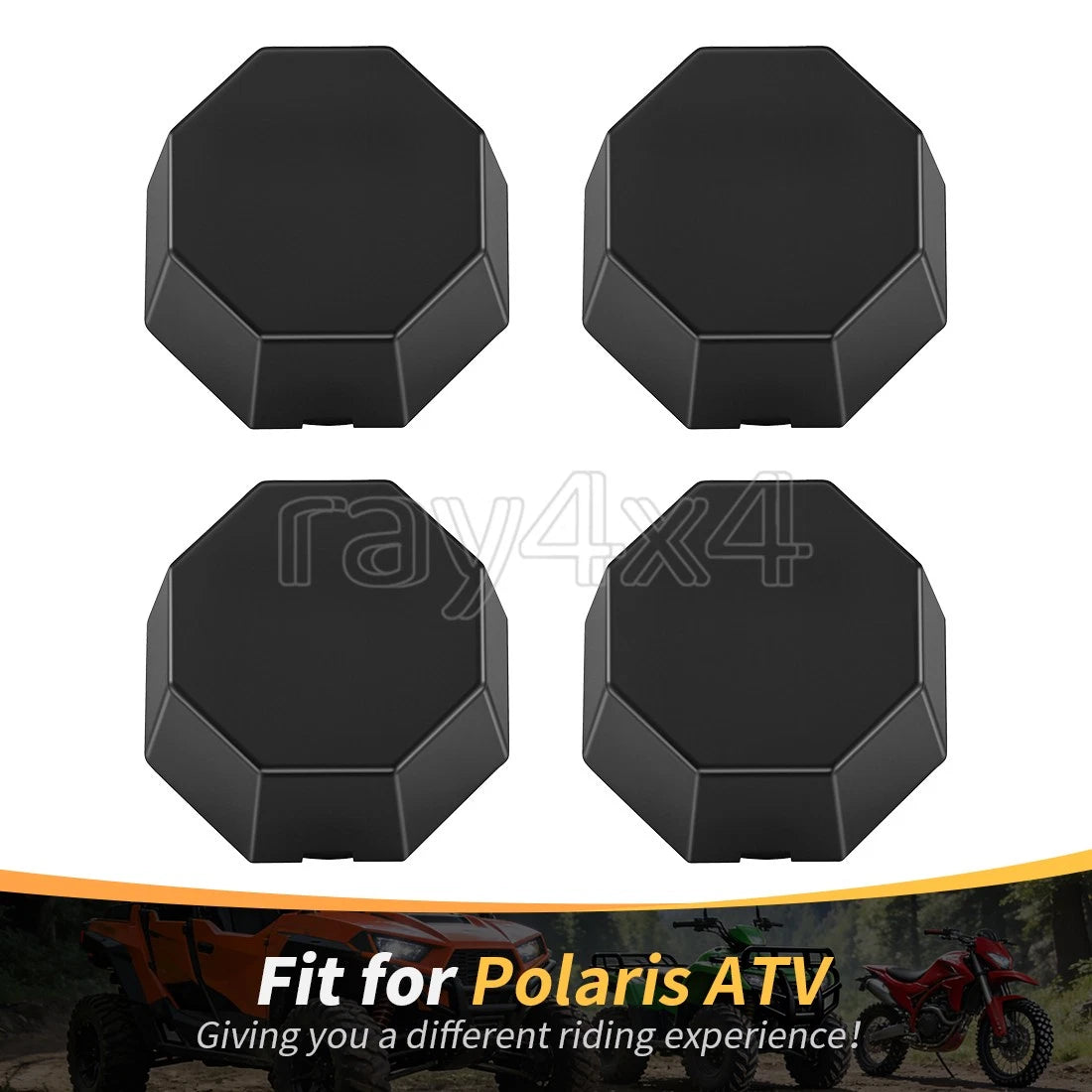 Set of 4 Black Center Wheel Hub Caps for Polaris Sportsman 570 SP X2 (2015–2025)