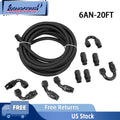 6AN Nylon Braided E85 PTFE Fuel Line Kit with 10 Fittings & Clamp (20ft)
