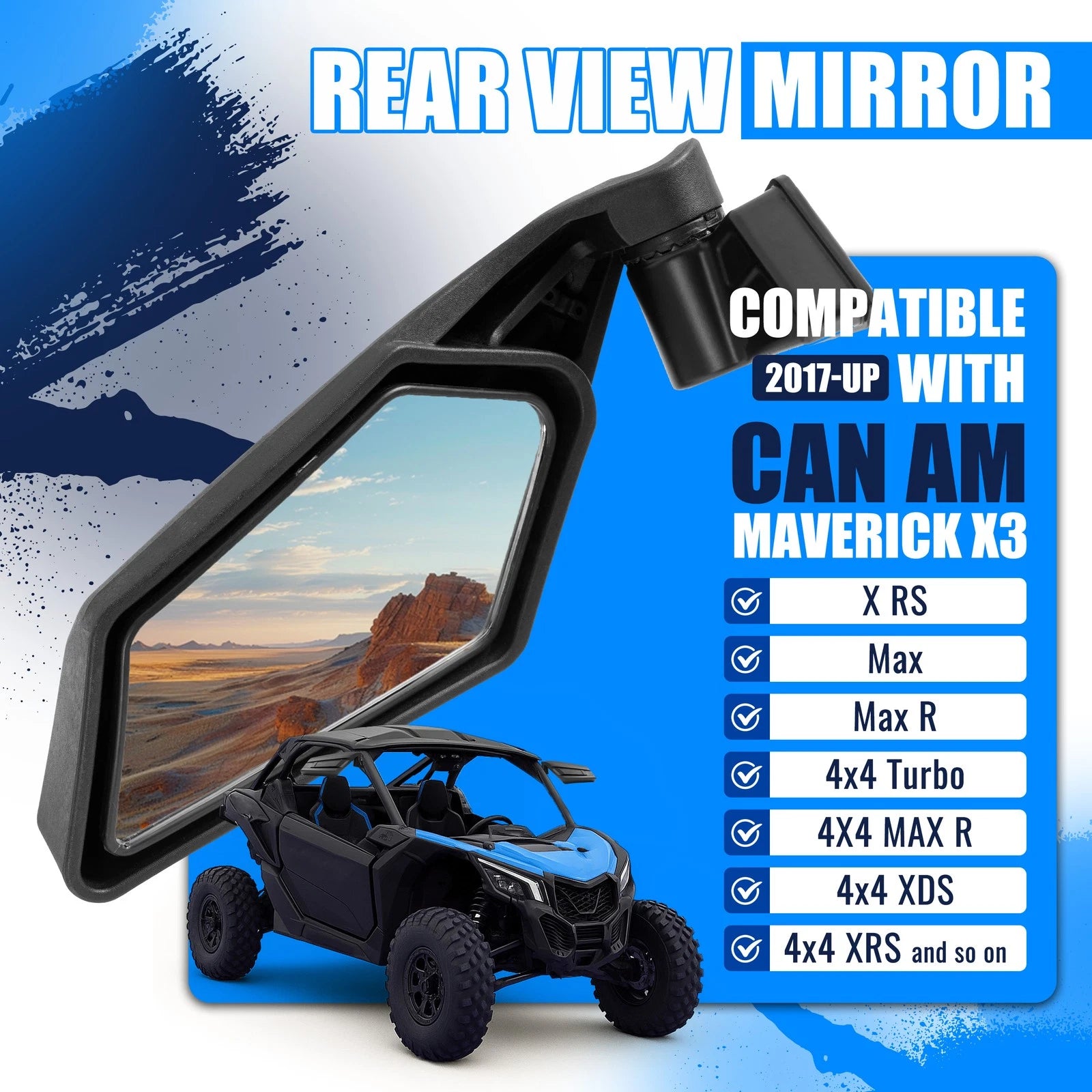 Racing Style Rear View Side Mirrors for Can Am Maverick X3 MAX R (2017–Present)
