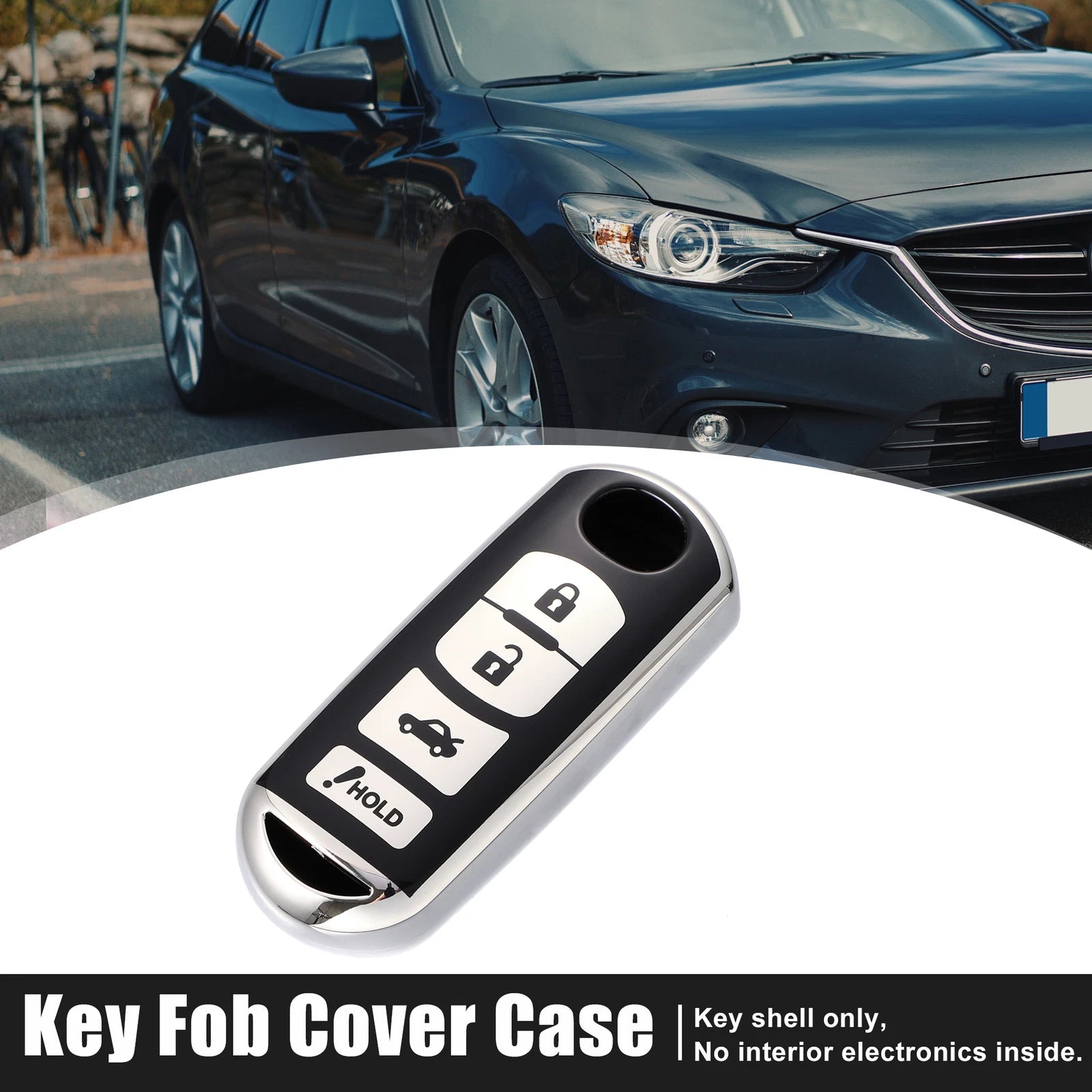 TPU Key Fob Cover Case for Mazda 3 (2014–2022) Silver Tone