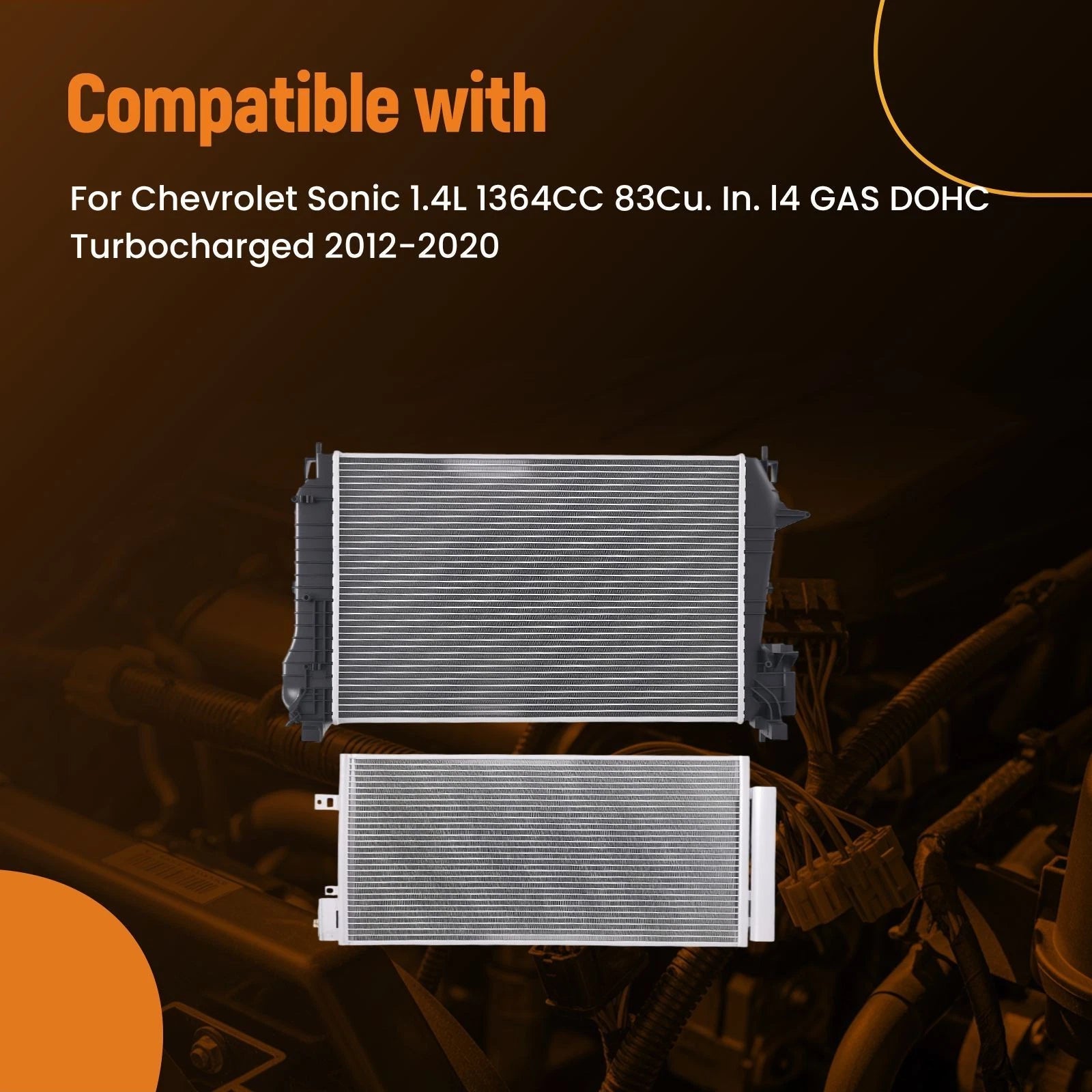Aluminum Radiator & AC Condenser for Chevrolet Sonic 1.4L (2012–2020) RAD13248