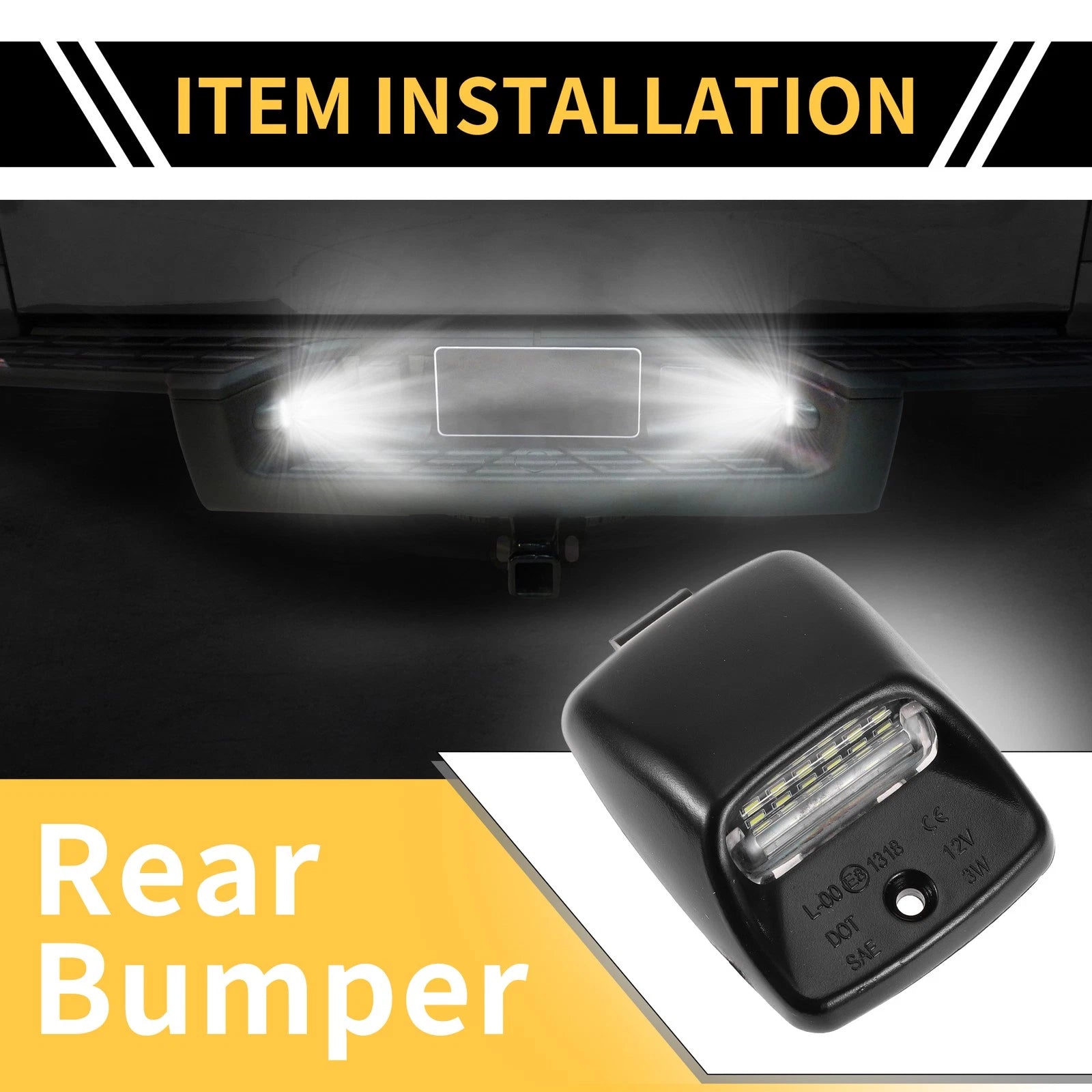 2X License Plate Light Tag Lamp White for Toyota Tundra (2000–2013)