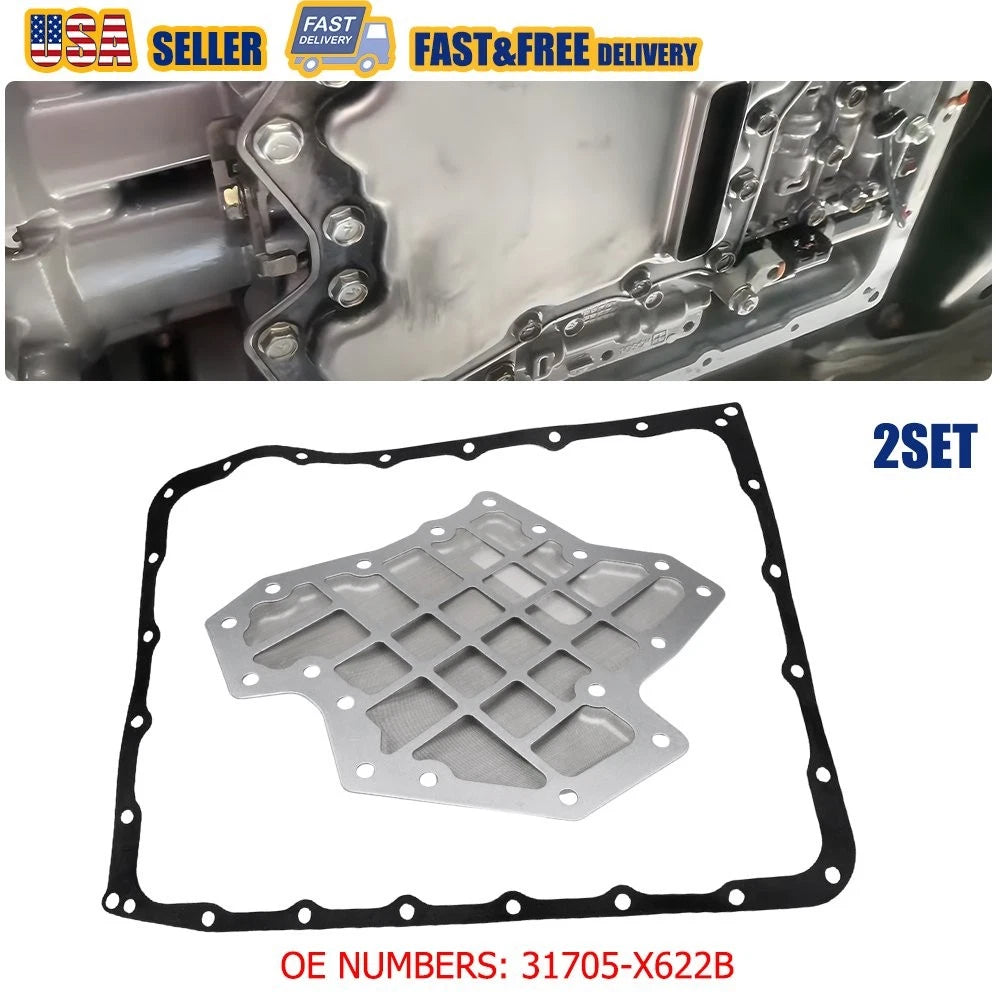 2X Transmission Filter Oil Pan Gasket for Infiniti QX70 G37 Q40 Q50 Q60 Q70 M56
