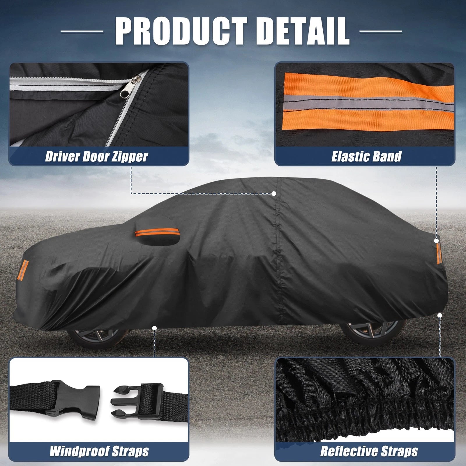 Waterproof Car Cover for Toyota Camry (2007–2022) 210D-PU Oxford, Zippered