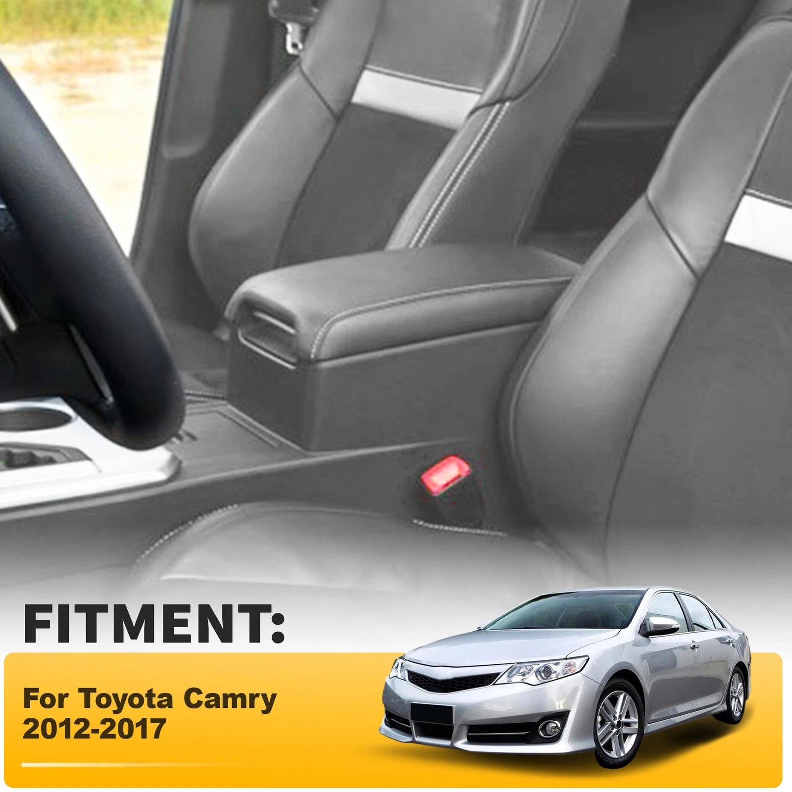 Middle Console Lid Arm Rest Cover for Toyota Camry (2012–2017) Gray
