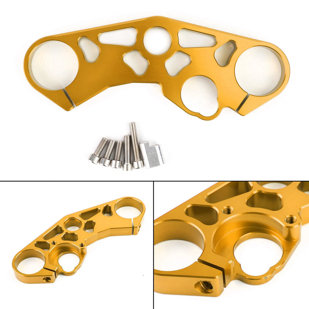 Lowering Triple Tree Front Upper Top Clamp for Suzuki GSXR 600 750 1000 (2001–2023) Gold T9